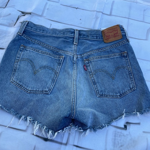 Levi's Distressed Blue Jean Shorts - Picture 3 of 5
